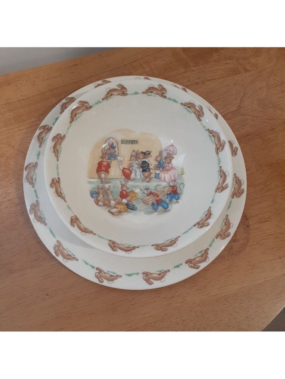 Vintage Bunnykins Royal Doulton Christening Set Bowl and Plate